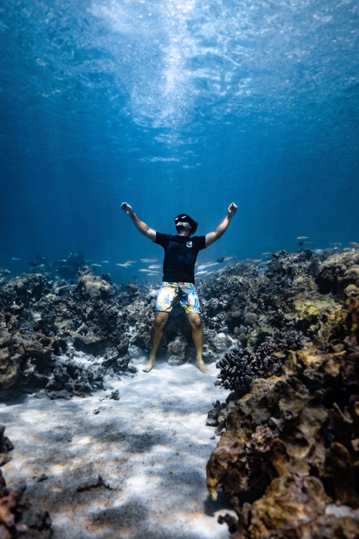 a person jumping into the water